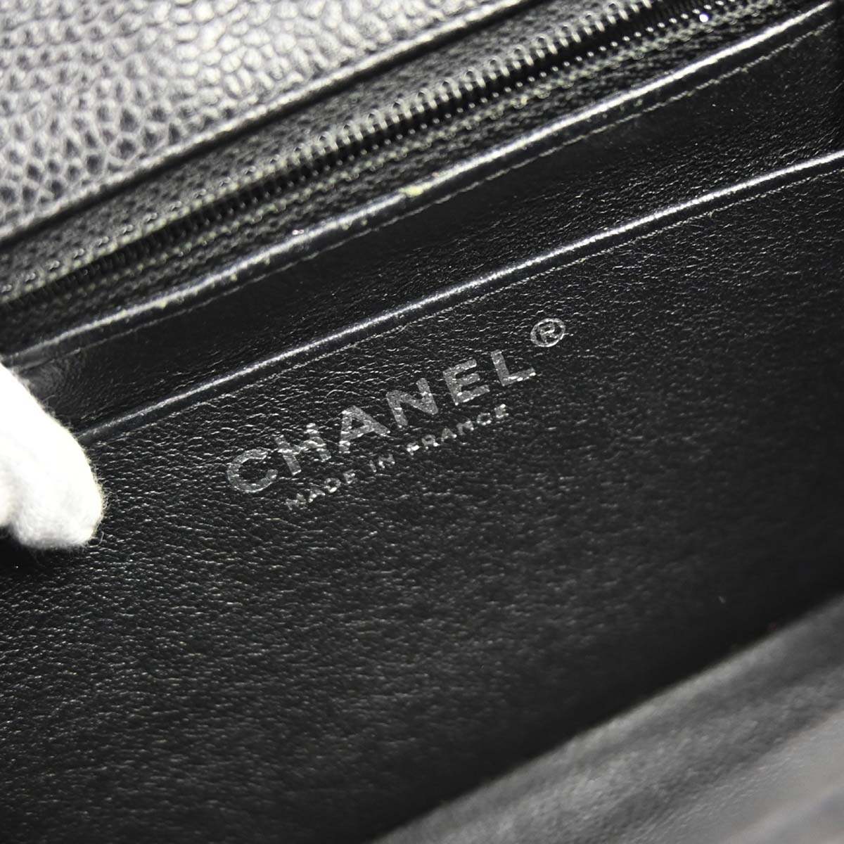 Chanel 2013-2014 Black Caviar Skin Mini Classic Square Flap Shoulder Bag 17