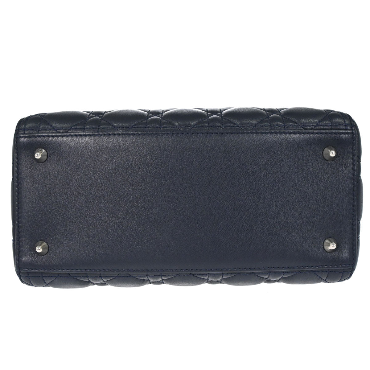Christian Dior Navy Lambskin Medium Lady Dior Cannage 2way Shoulder Handbag