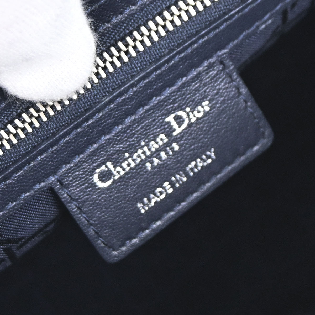 Christian Dior Navy Lambskin Medium Lady Dior Cannage 2way Shoulder Handbag