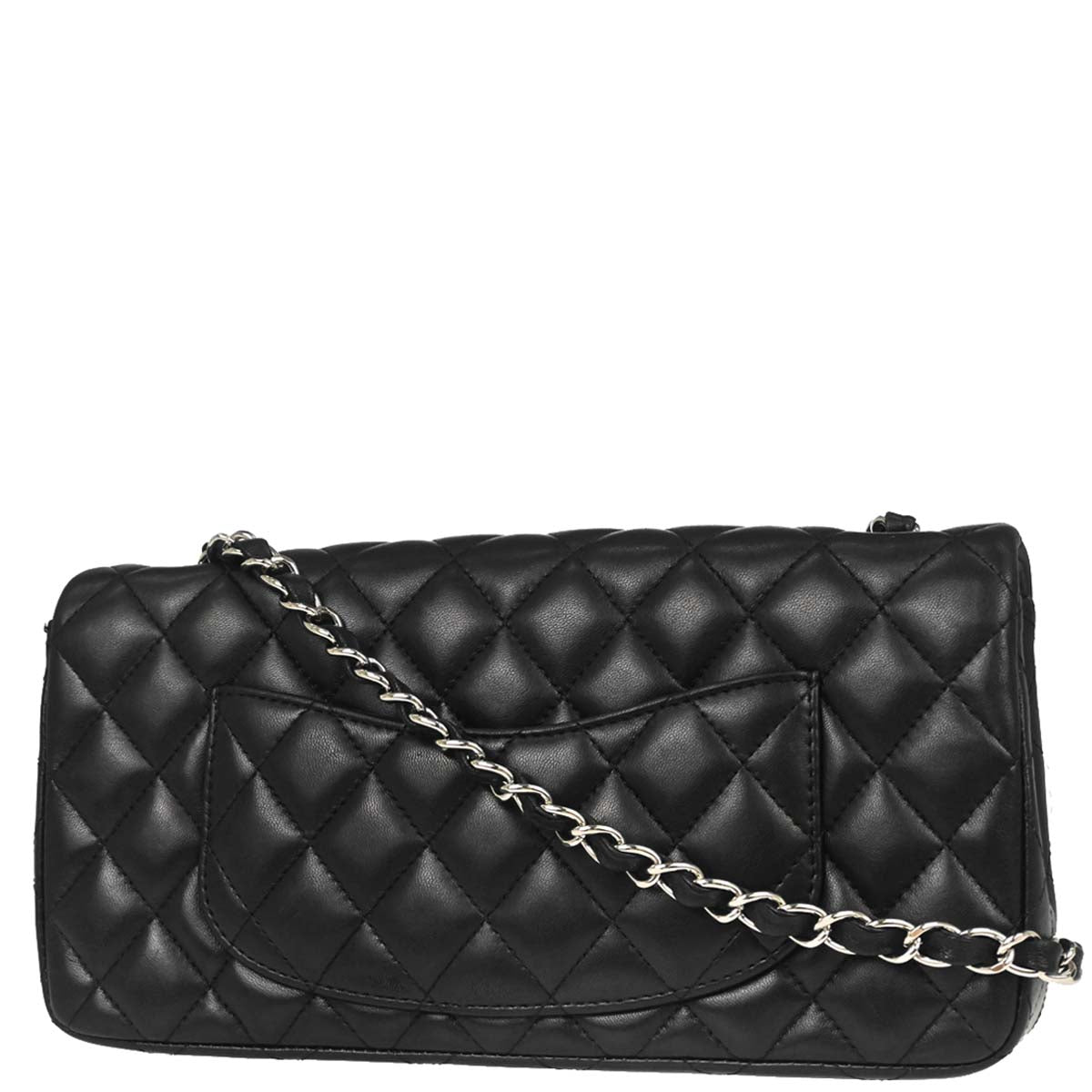 Chanel Black Lambskin East West Shoulder Bag