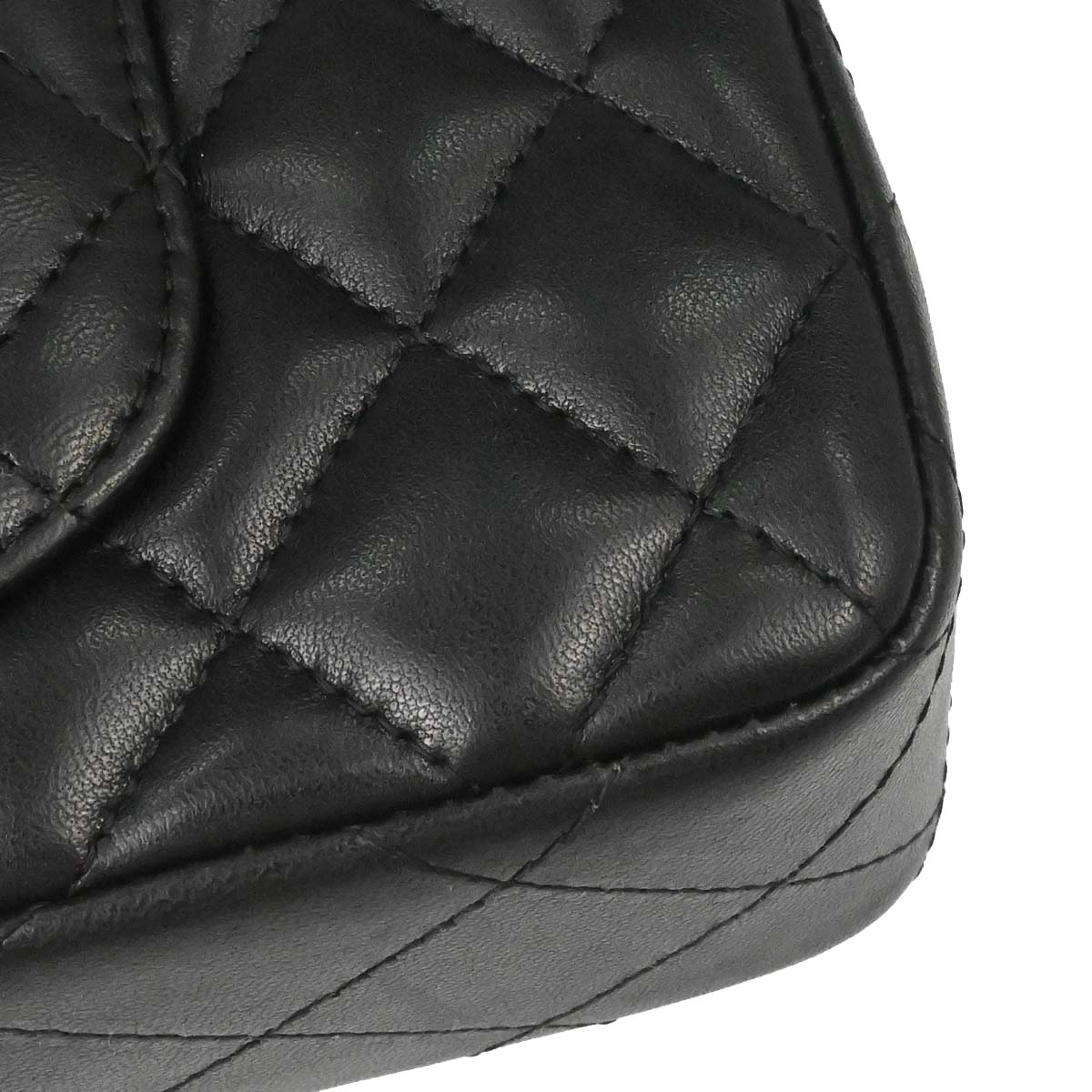 Chanel Black Lambskin East West Shoulder Bag