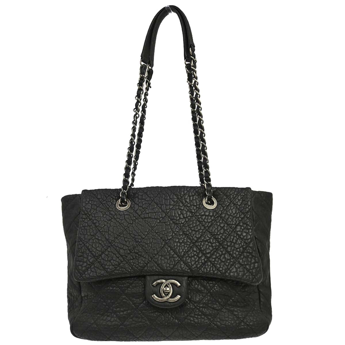 Chanel 2015-2016 Black Lambskin Chain Tote Handbag