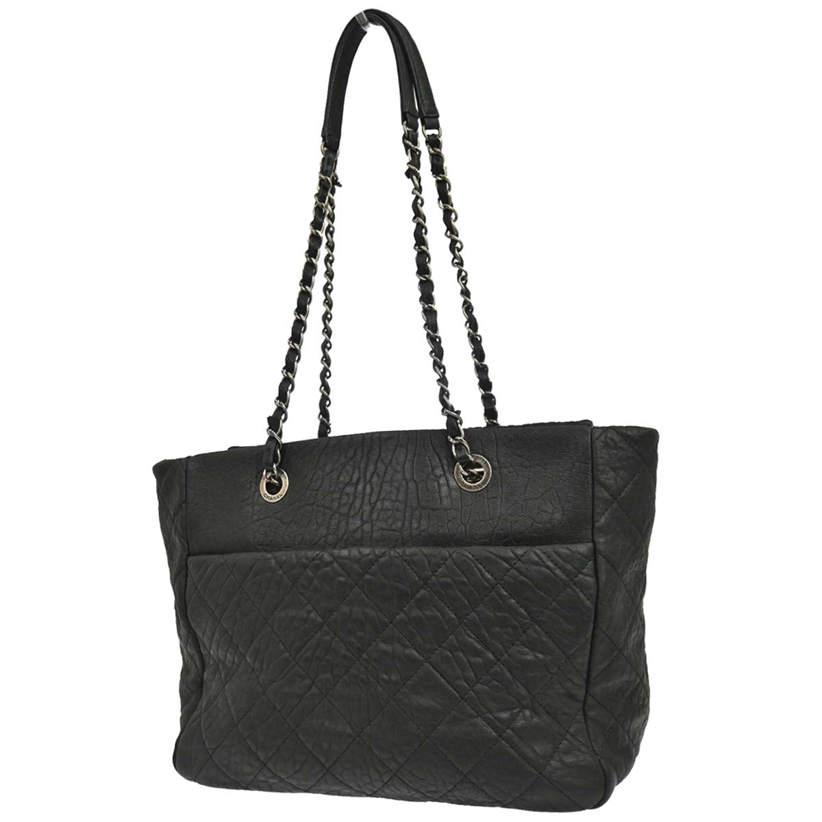 Chanel 2015-2016 Black Lambskin Chain Tote Handbag