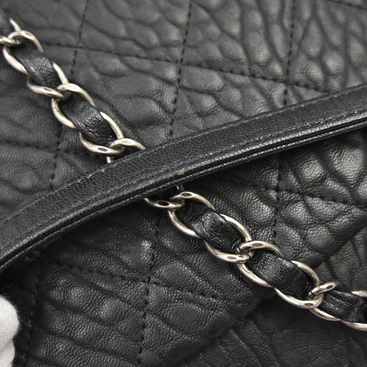 Chanel 2015-2016 Black Lambskin Chain Tote Handbag