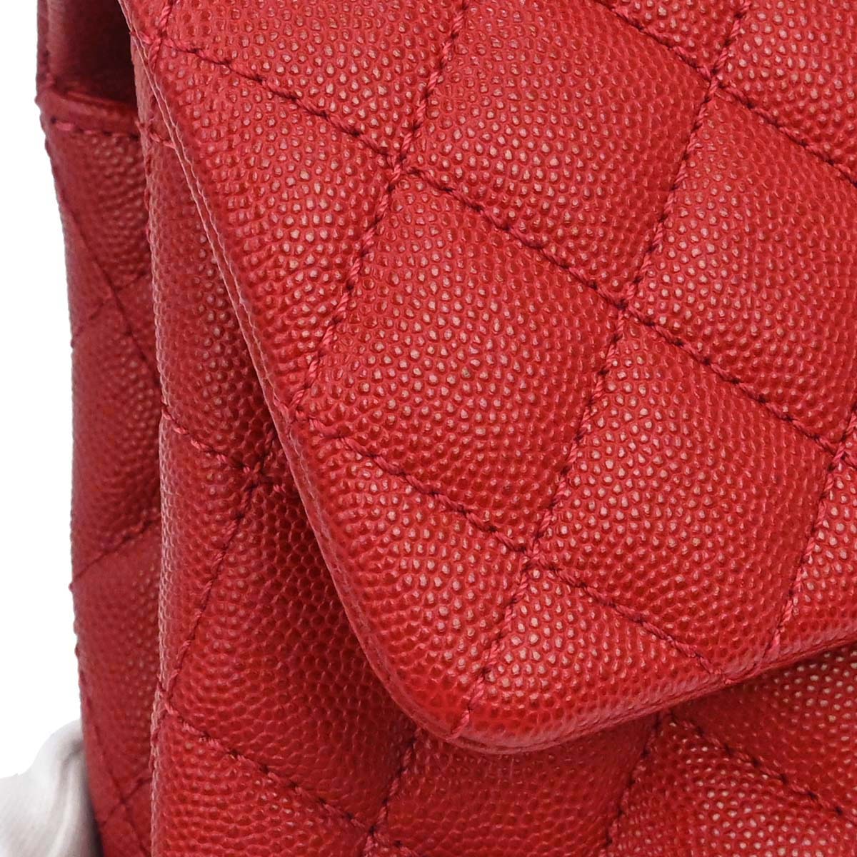 Chanel 2017 Red Caviar Skin Coco Handle 2way Shoulder Handbag