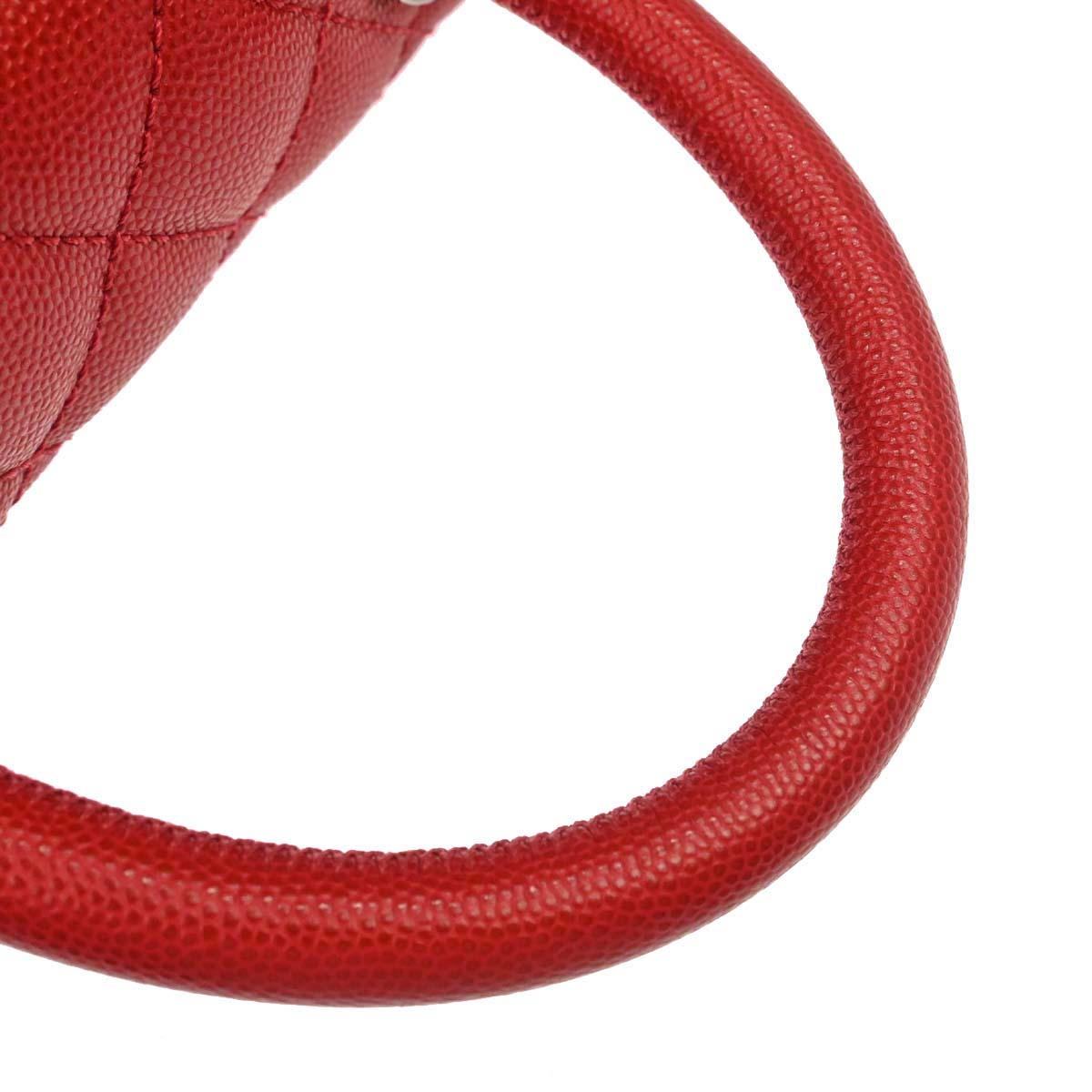 Chanel 2017 Red Caviar Skin Coco Handle 2way Shoulder Handbag