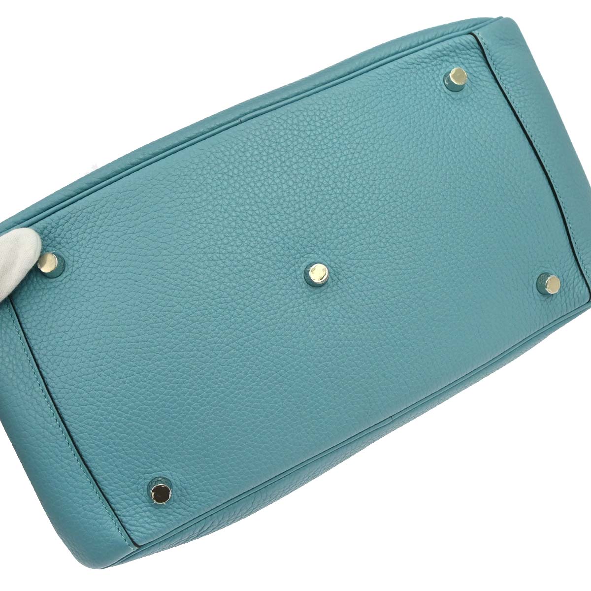Hermes Bleu Atoll Taurillon Clemence Lindy 34 Shoulder Bag