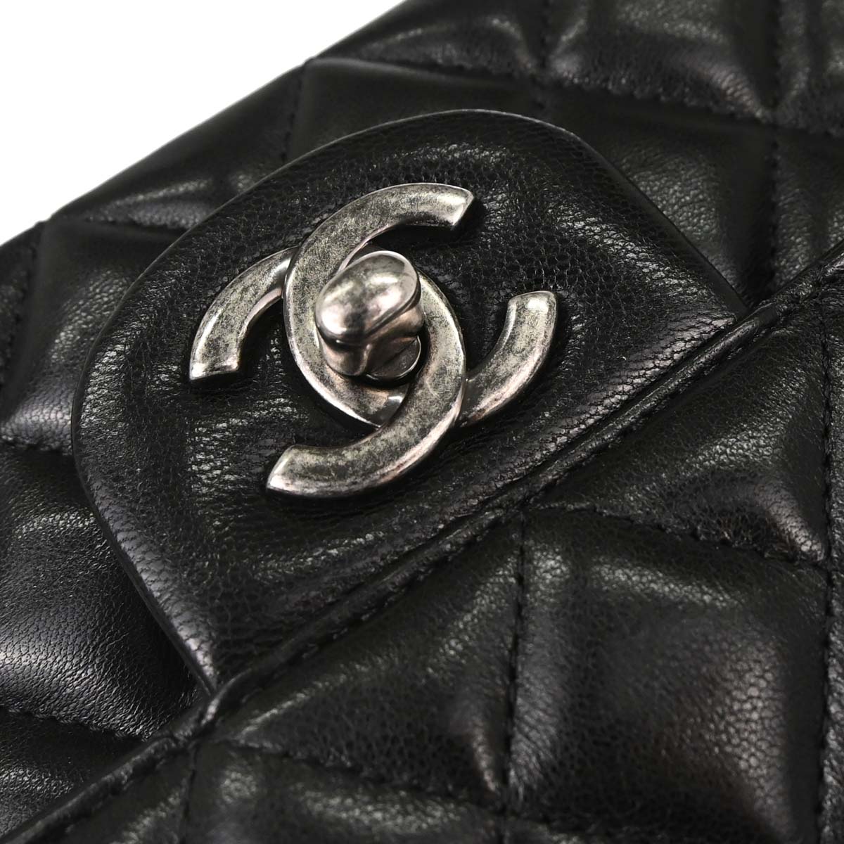 Chanel Black Lambskin Around the World Handbag
