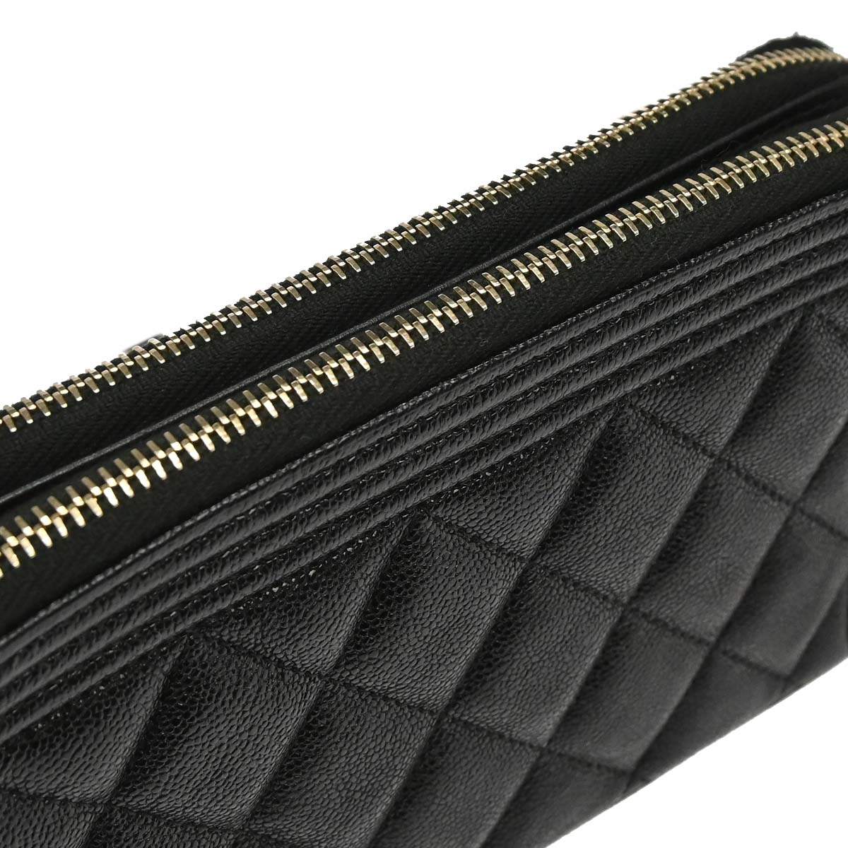 Boy Chanel 2019 Black Caviar Skin Double Zip Chain WOC Shoulder Bag