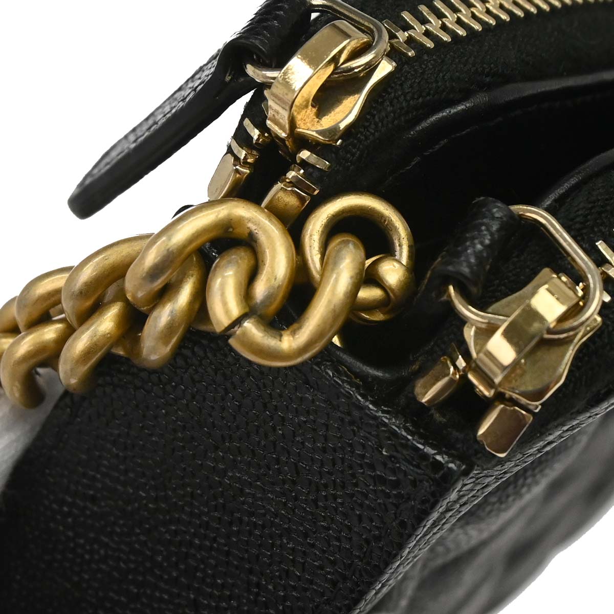 Boy Chanel 2019 Black Caviar Skin Double Zip Chain WOC Shoulder Bag
