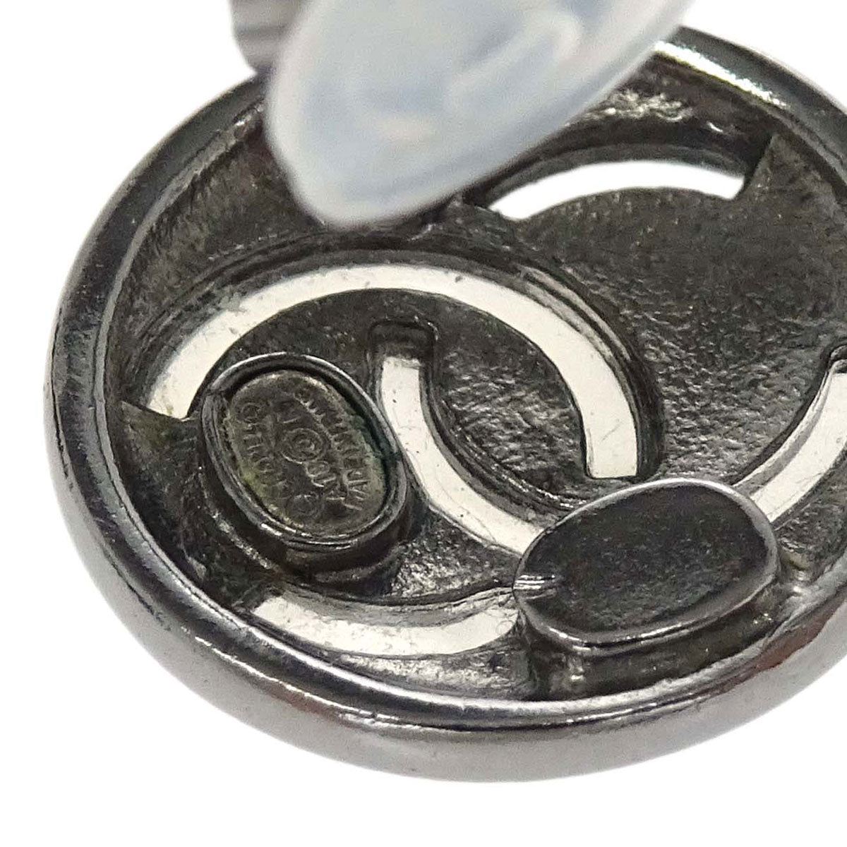 Chanel Button Clip-On Earrings Silver A18K