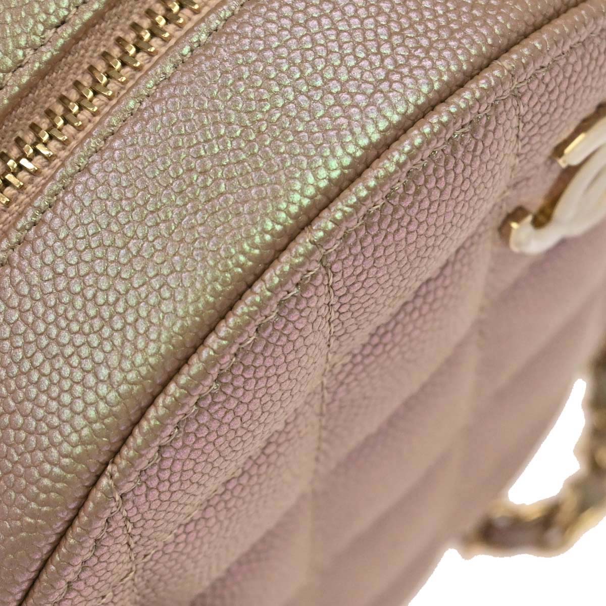 Chanel 2019 Beige Caviar Skin Iridescent Round Shoulder Bag