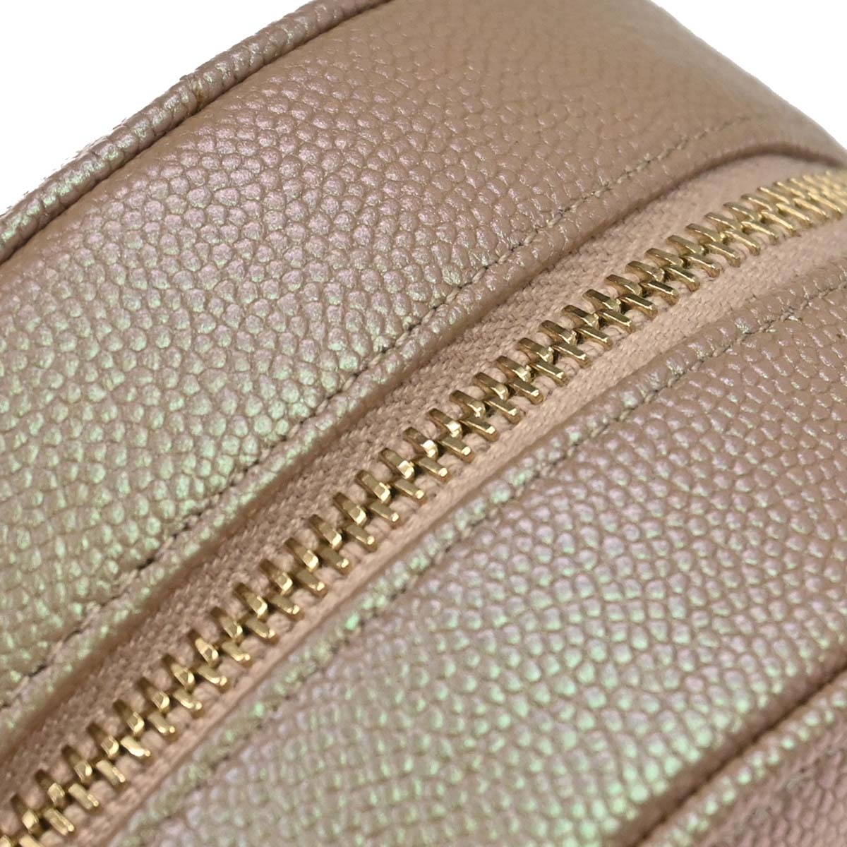 Chanel 2019 Beige Caviar Skin Iridescent Round Shoulder Bag