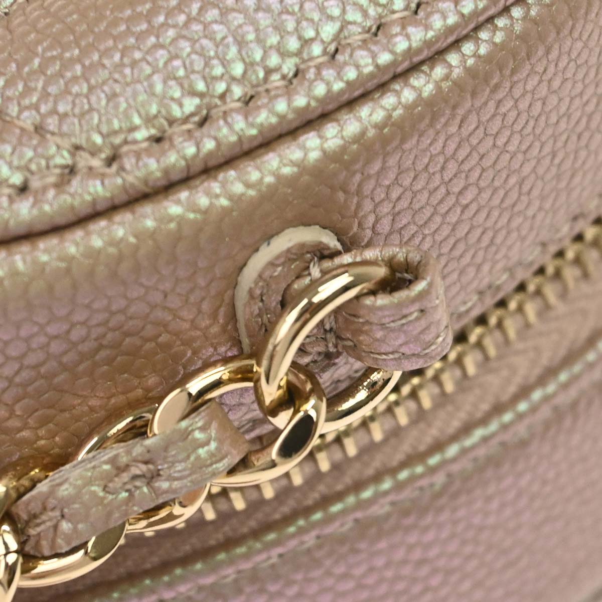 Chanel 2019 Beige Caviar Skin Iridescent Round Shoulder Bag