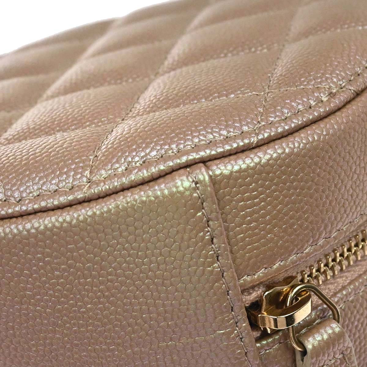 Chanel 2019 Beige Caviar Skin Iridescent Round Shoulder Bag