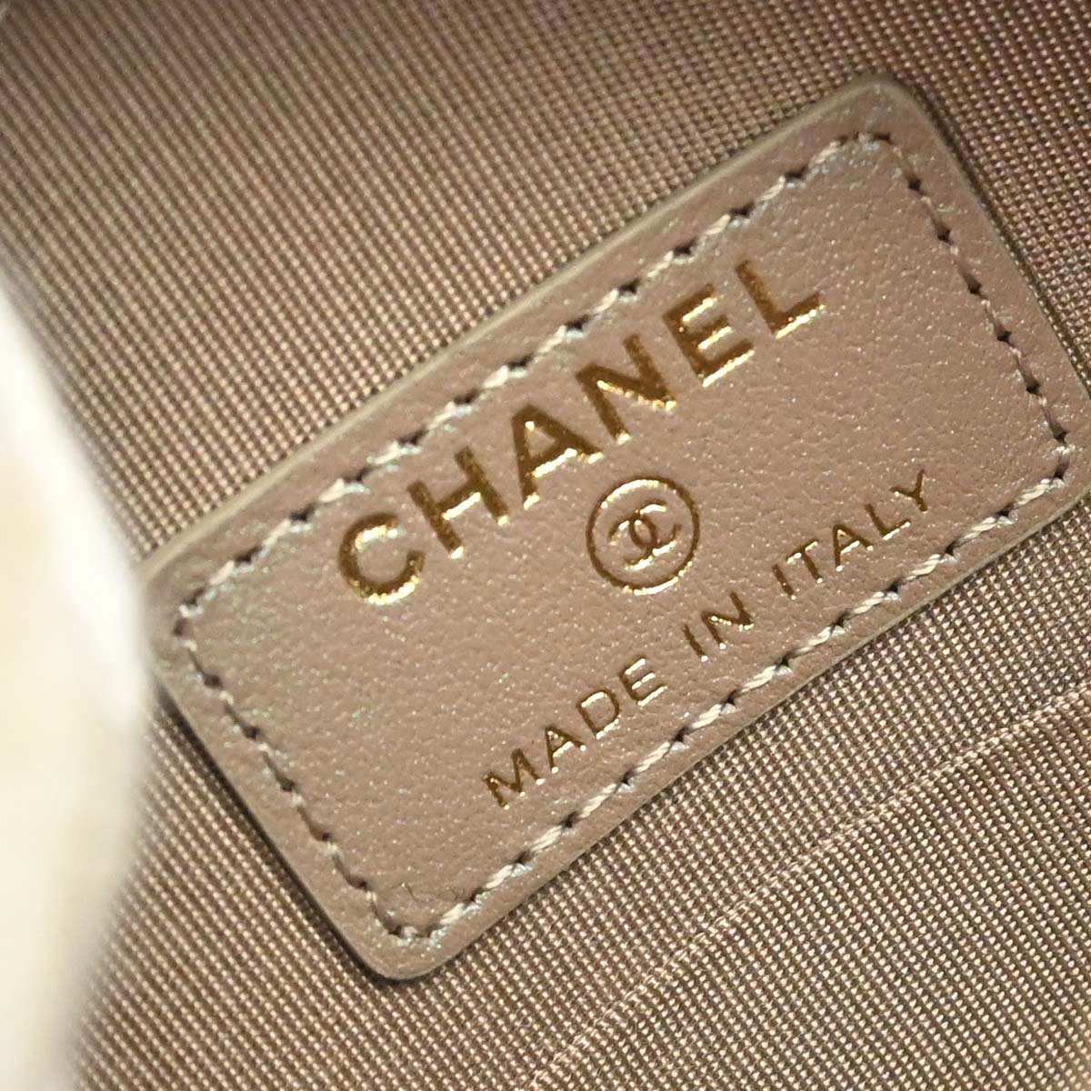 Chanel 2019 Beige Caviar Skin Iridescent Round Shoulder Bag