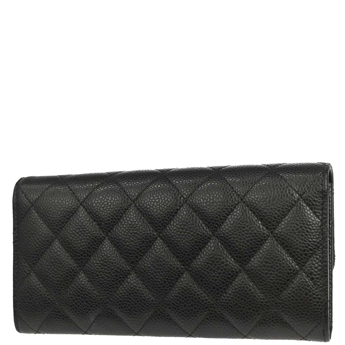 Chanel 2018-2019 Black Caviar Skin Pushlock Long Wallet