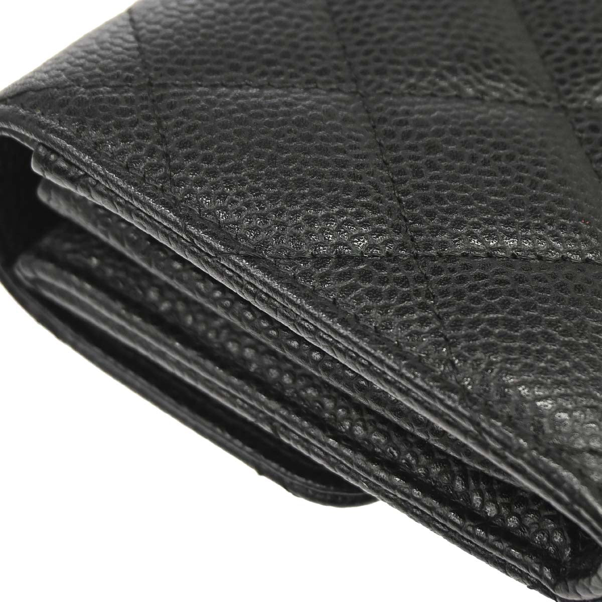 Chanel 2018-2019 Black Caviar Skin Pushlock Long Wallet