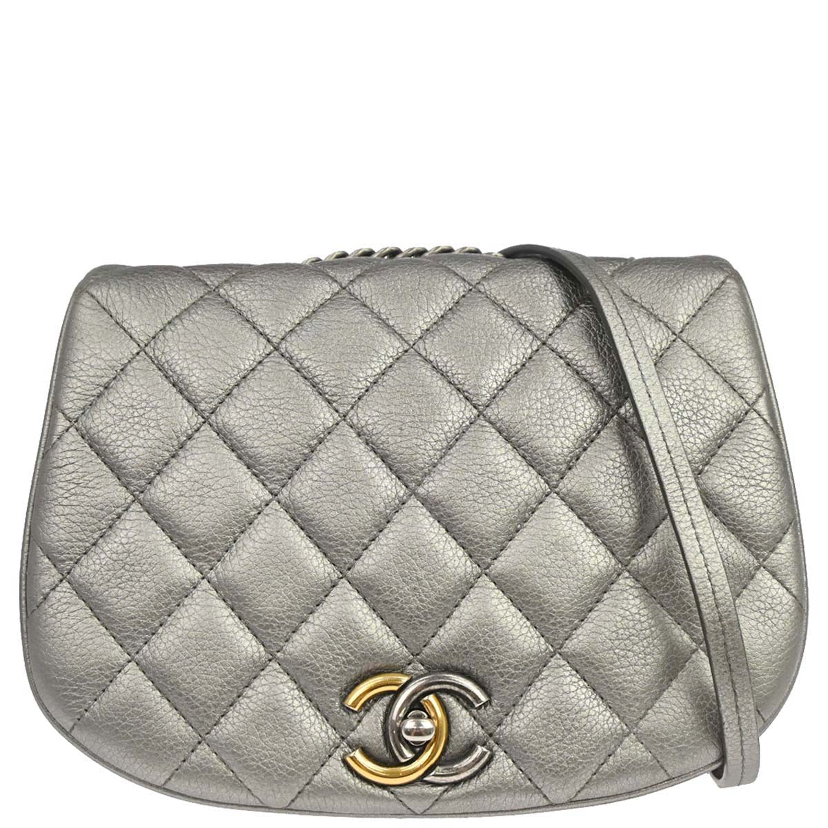 Chanel 2016-2017 Gray Calfskin Casual Pocket Flap Bag Shoulder Bag