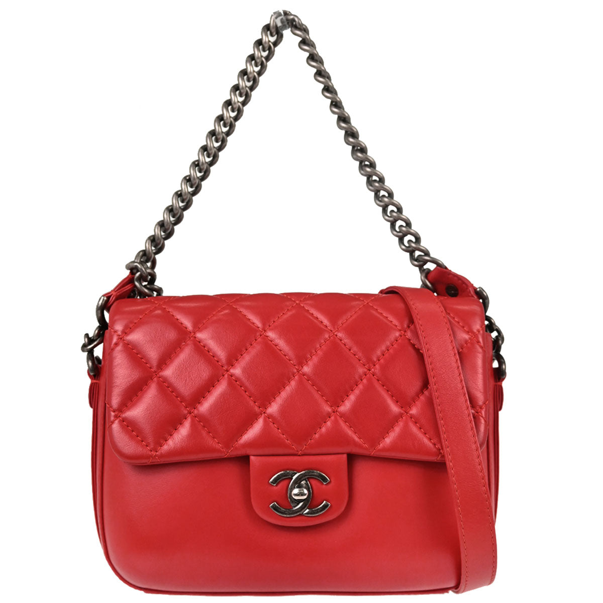 Chanel 2017-2018 Red Lambskin Rock My Shoulder Bag