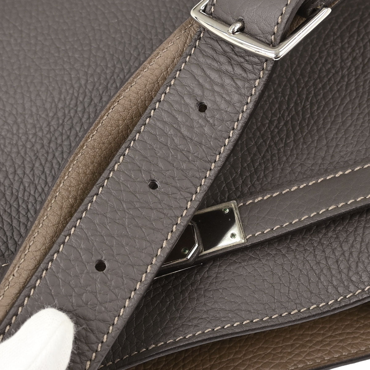 Hermes Etain Taupe Gray Taurillon Verso So Kelly 22 Shoulder Bag