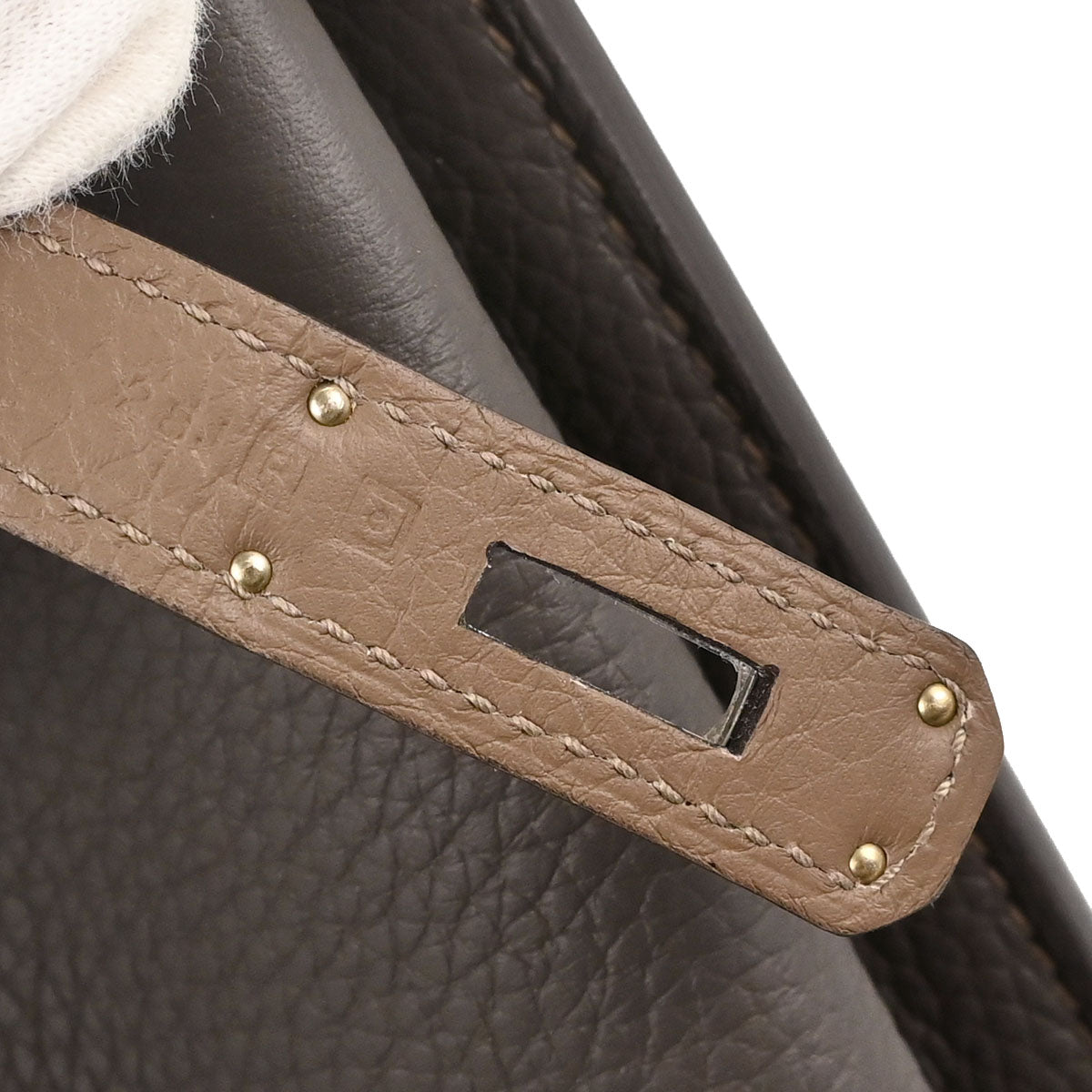Hermes Etain Taupe Gray Taurillon Verso So Kelly 22 Shoulder Bag