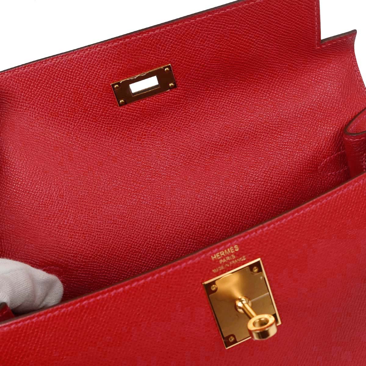 Hermes Rouge Casaque Epsom Kelly 28 Sellier 2way Shoulder Handbag