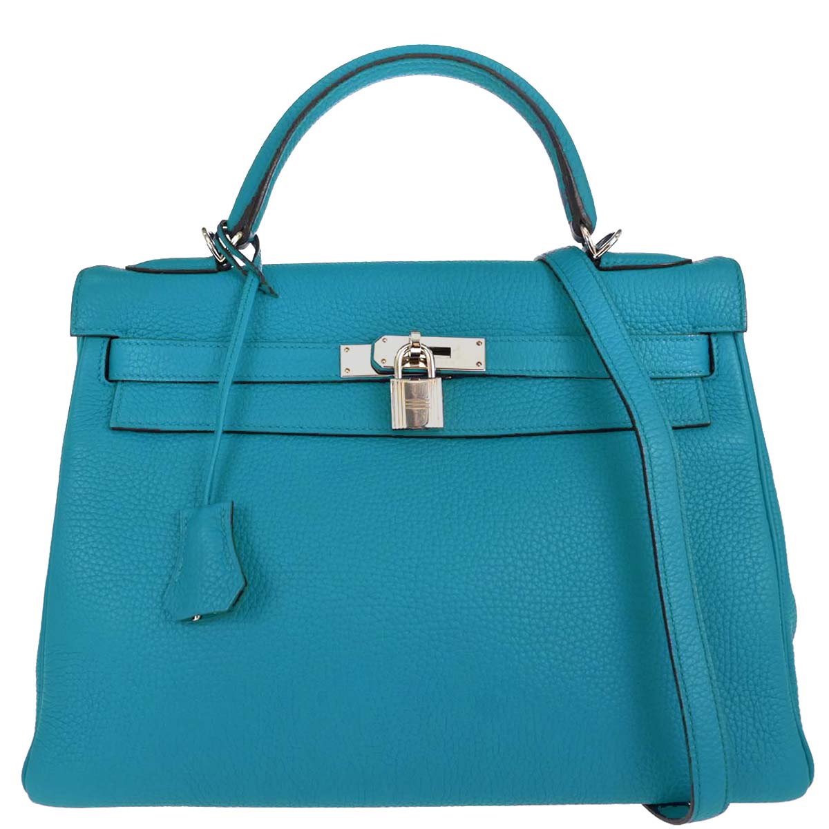 Hermes Blue Izmir Taurillon Clemence Kelly 32 Retourne 2way Shoulder Handbag