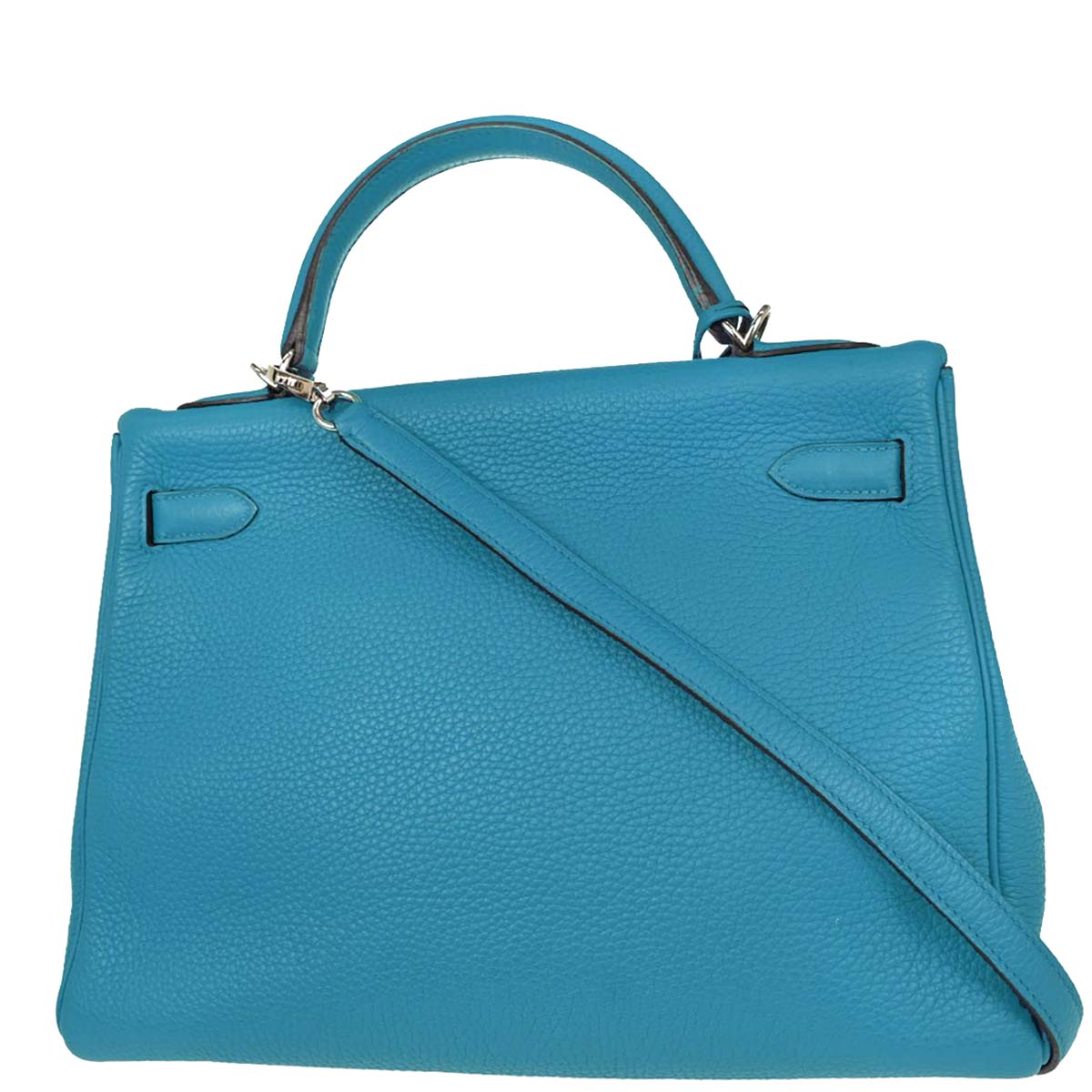 Hermes Blue Izmir Taurillon Clemence Kelly 32 Retourne 2way Shoulder Handbag