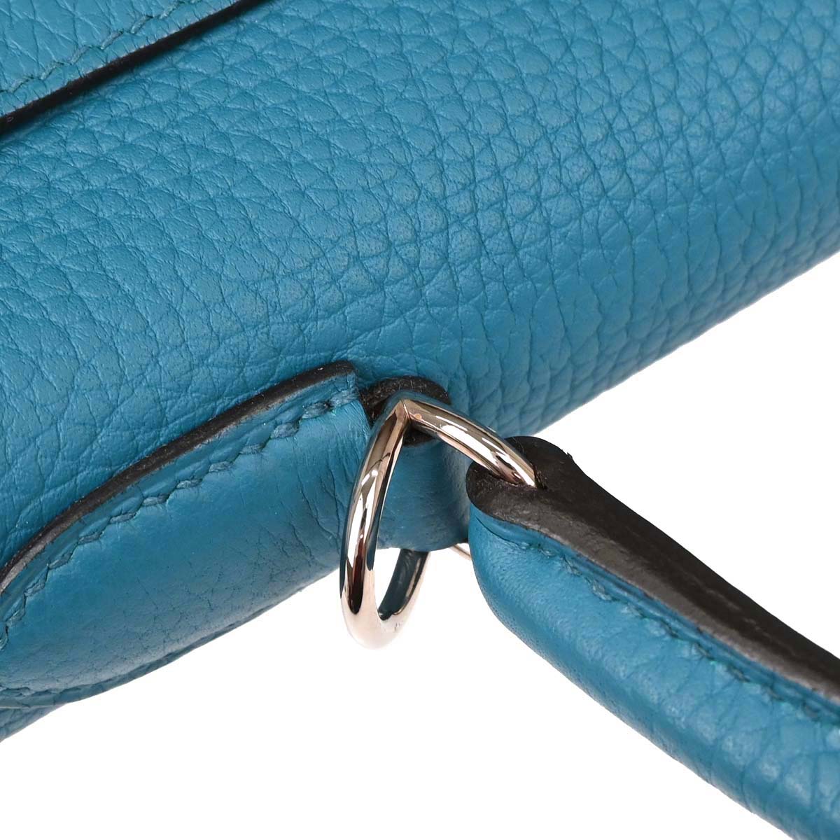 Hermes Blue Izmir Taurillon Clemence Kelly 32 Retourne 2way Shoulder Handbag