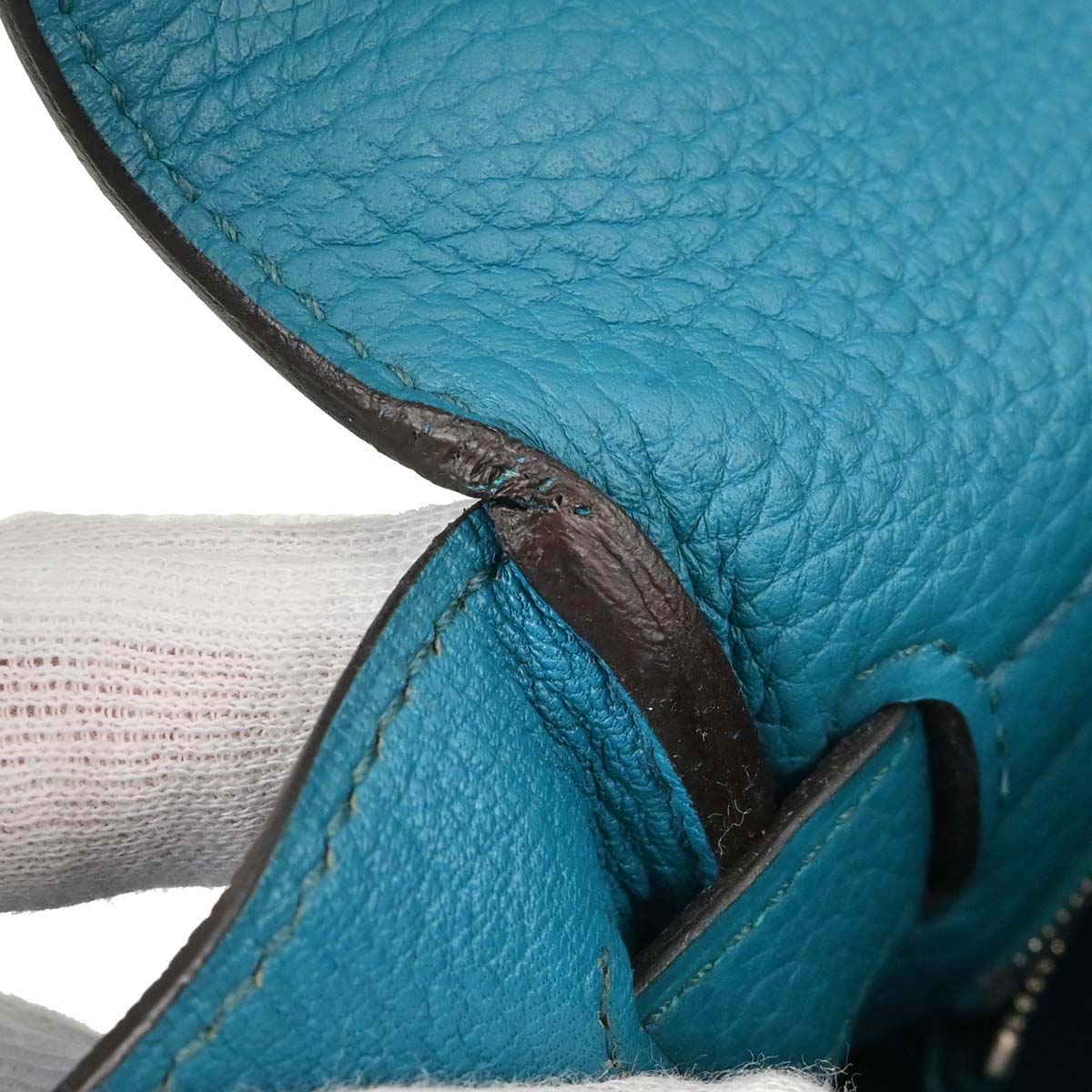Hermes Blue Izmir Taurillon Clemence Kelly 32 Retourne 2way Shoulder Handbag