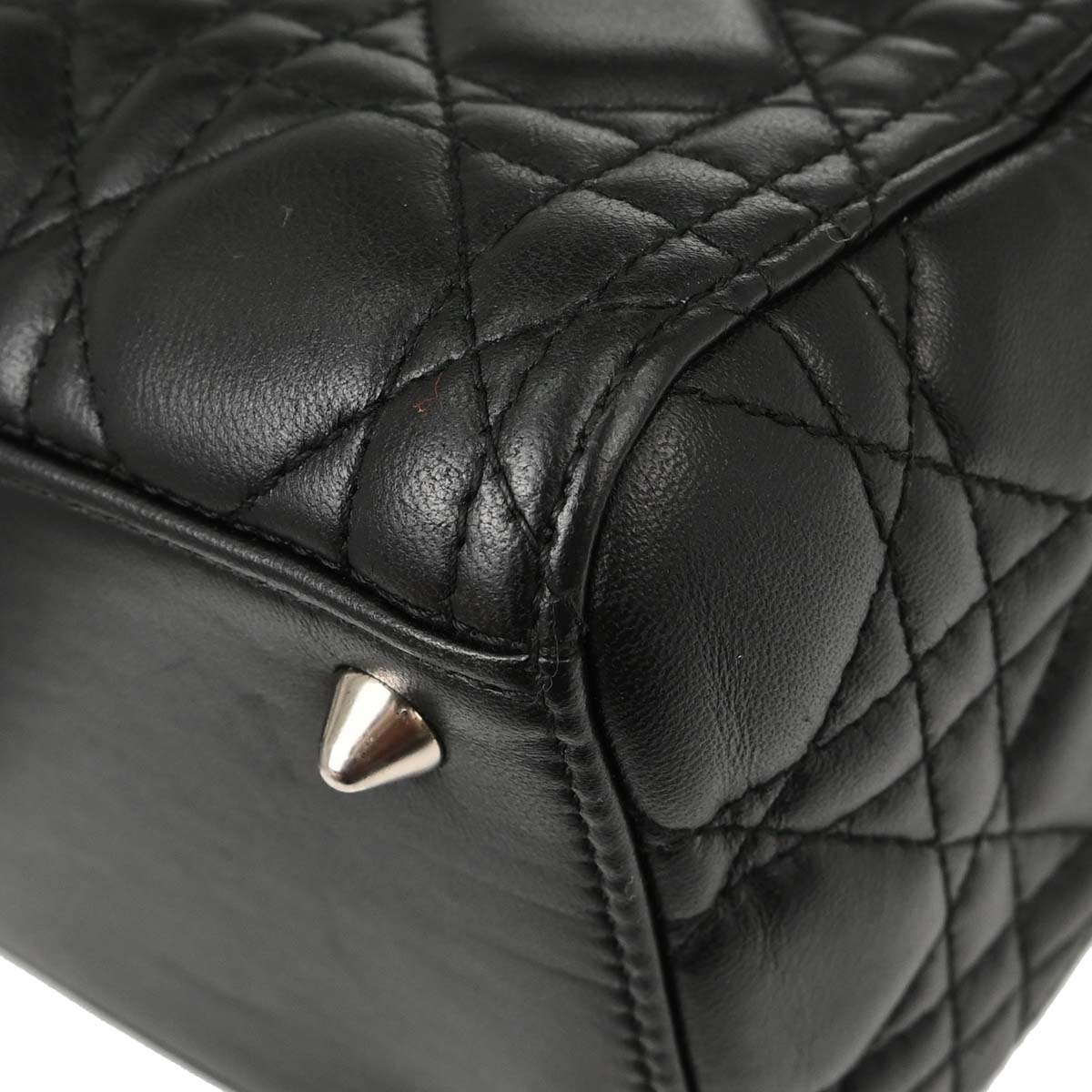 Christian Dior Black Lambskin Lady Dior Cannage 2way Shoulder Handbag