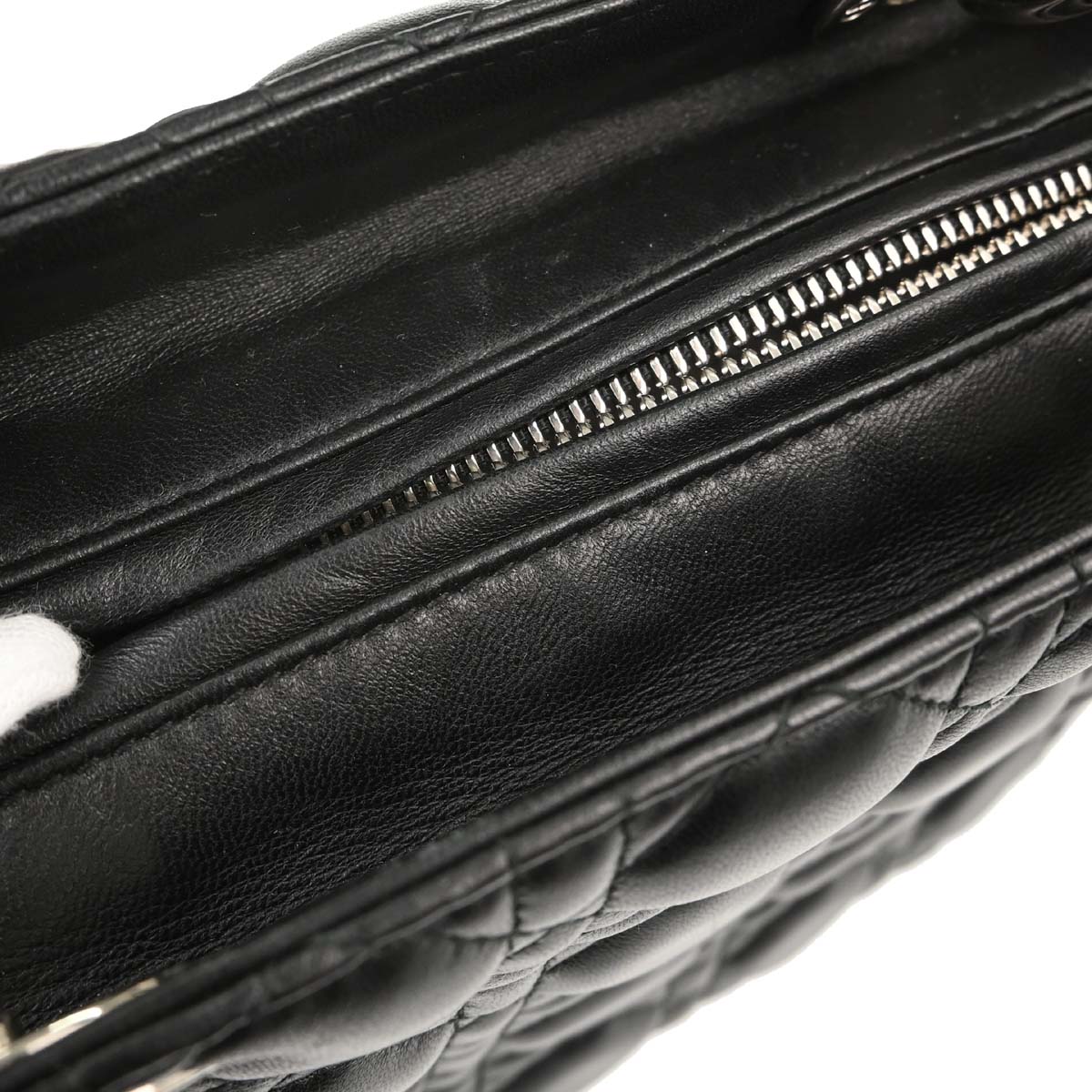 Christian Dior Black Lambskin Lady Dior Cannage 2way Shoulder Handbag