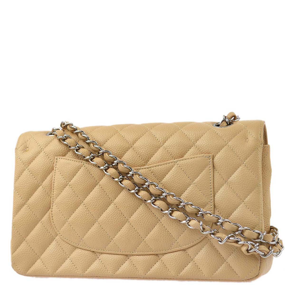 Chanel 2014 Beige Caviar Medium Classic Double Flap Shoulder Bag