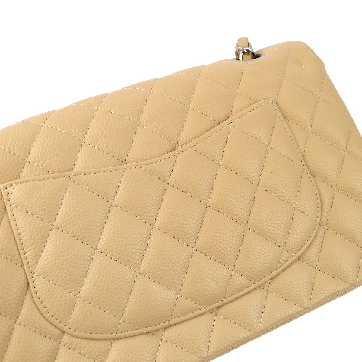 Chanel 2014 Beige Caviar Medium Classic Double Flap Shoulder Bag