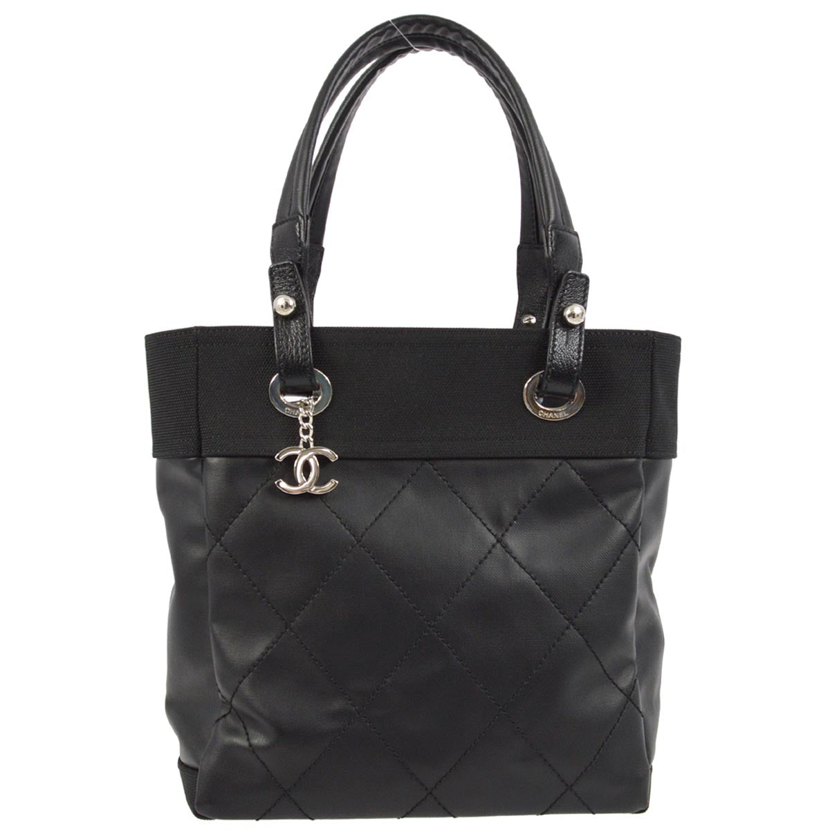 Chanel 2012-2013 Black Canvas Paris-Biarritz Tote PM Handbag