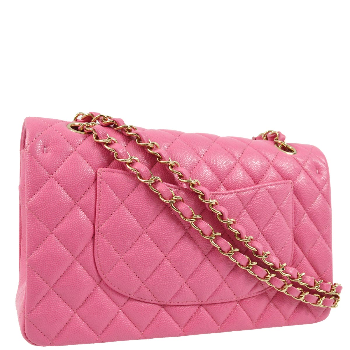 Chanel 2019 Pink Caviar Medium Classic Double Flap Shoulder Bag