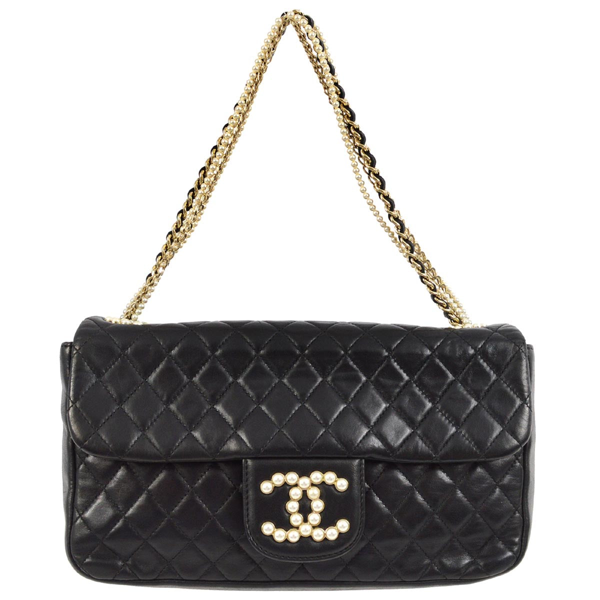 Chanel 2010-2011 Black Lambskin Chain Handbag