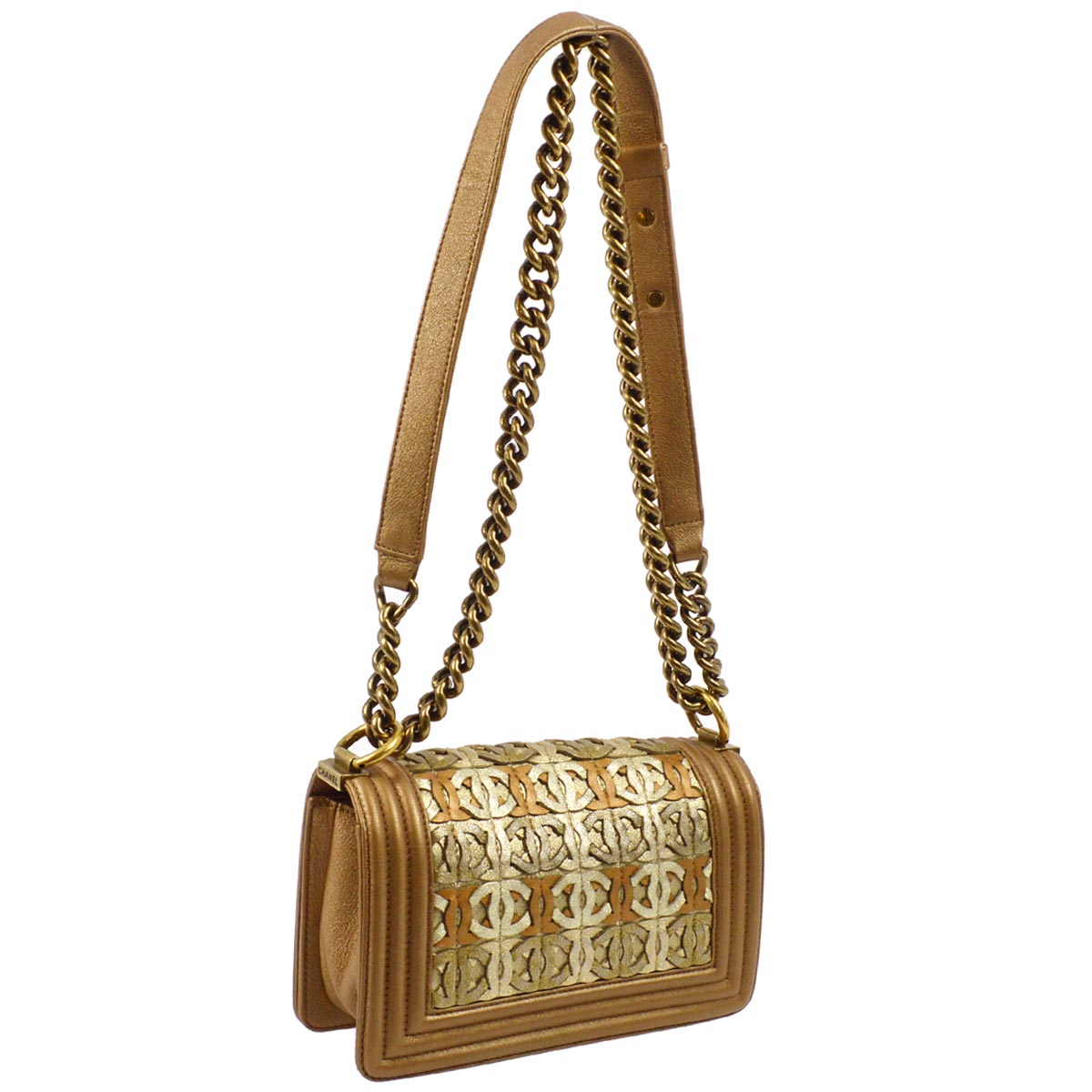 Chanel 2014 Small Boy Bronze Lambskin Chain Shoulder Bag