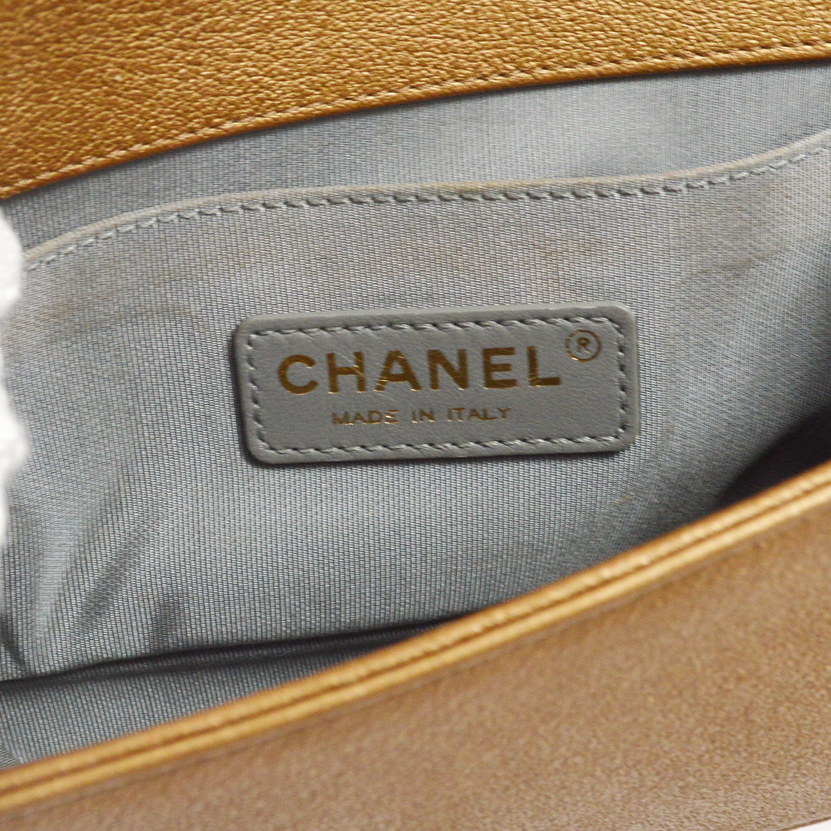 Chanel 2014 Small Boy Bronze Lambskin Chain Shoulder Bag