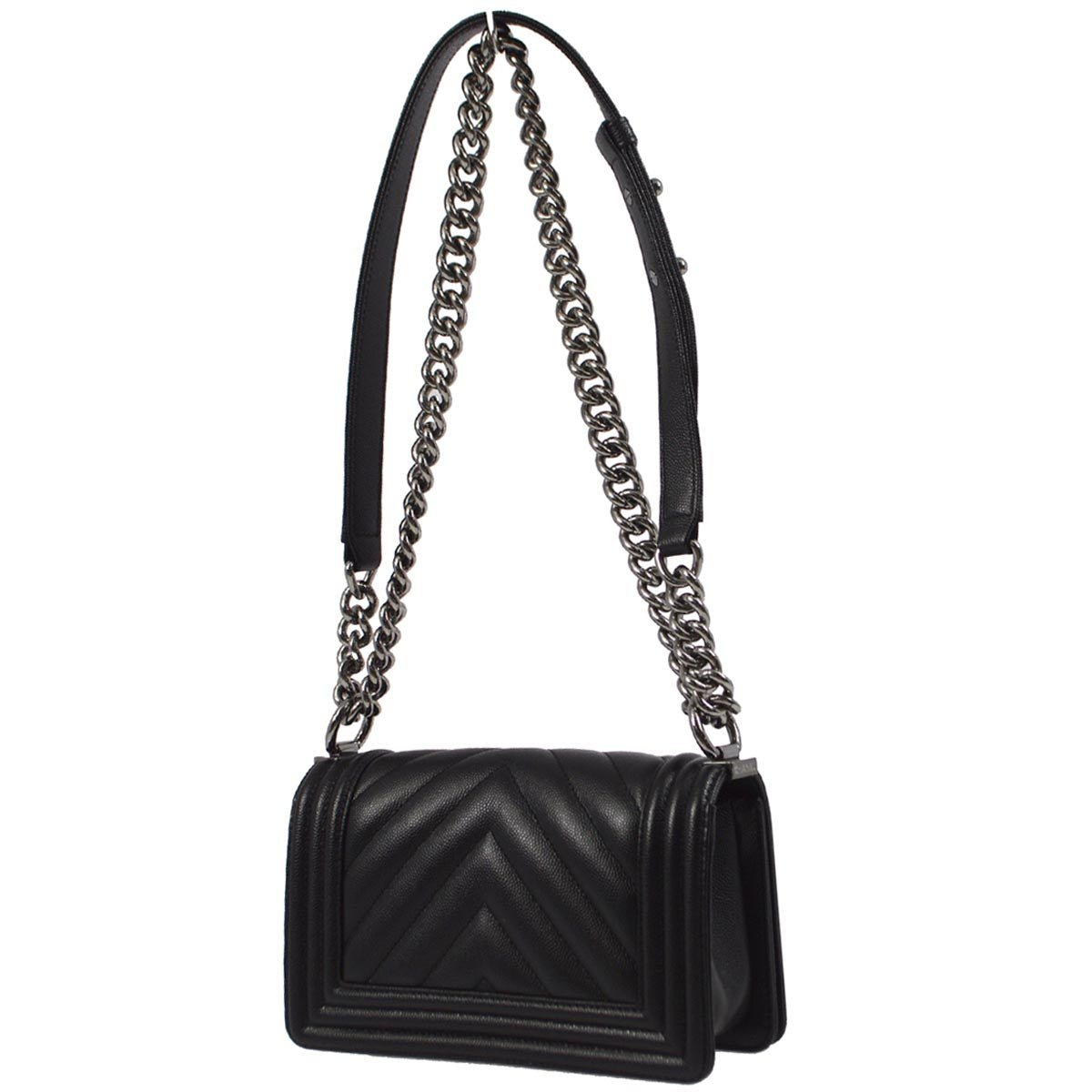 Chanel 2018 Small Boy Black Caviar Chain Shoulder Bag