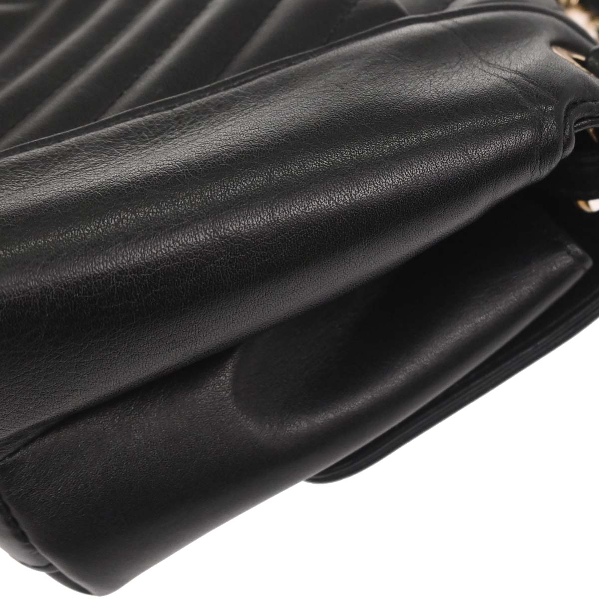 Chanel Black Lambskin Straight Flap Shoulder Bag