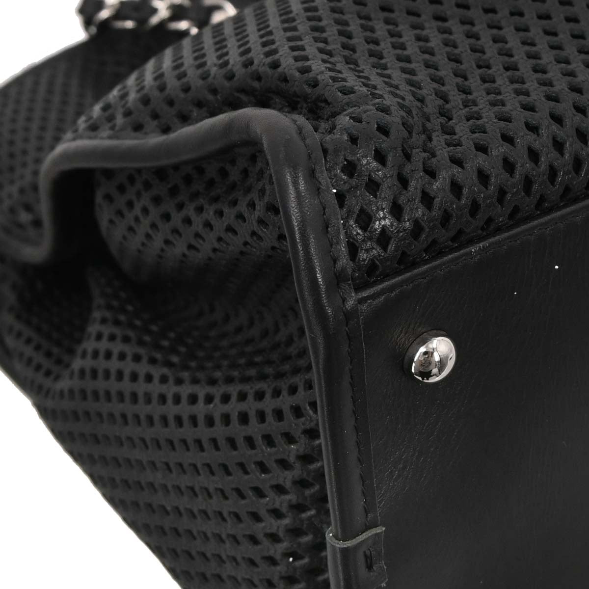 Chanel Black Perforated Calfskin Up In The Air Tote 2way Shoulder Chain Handbag