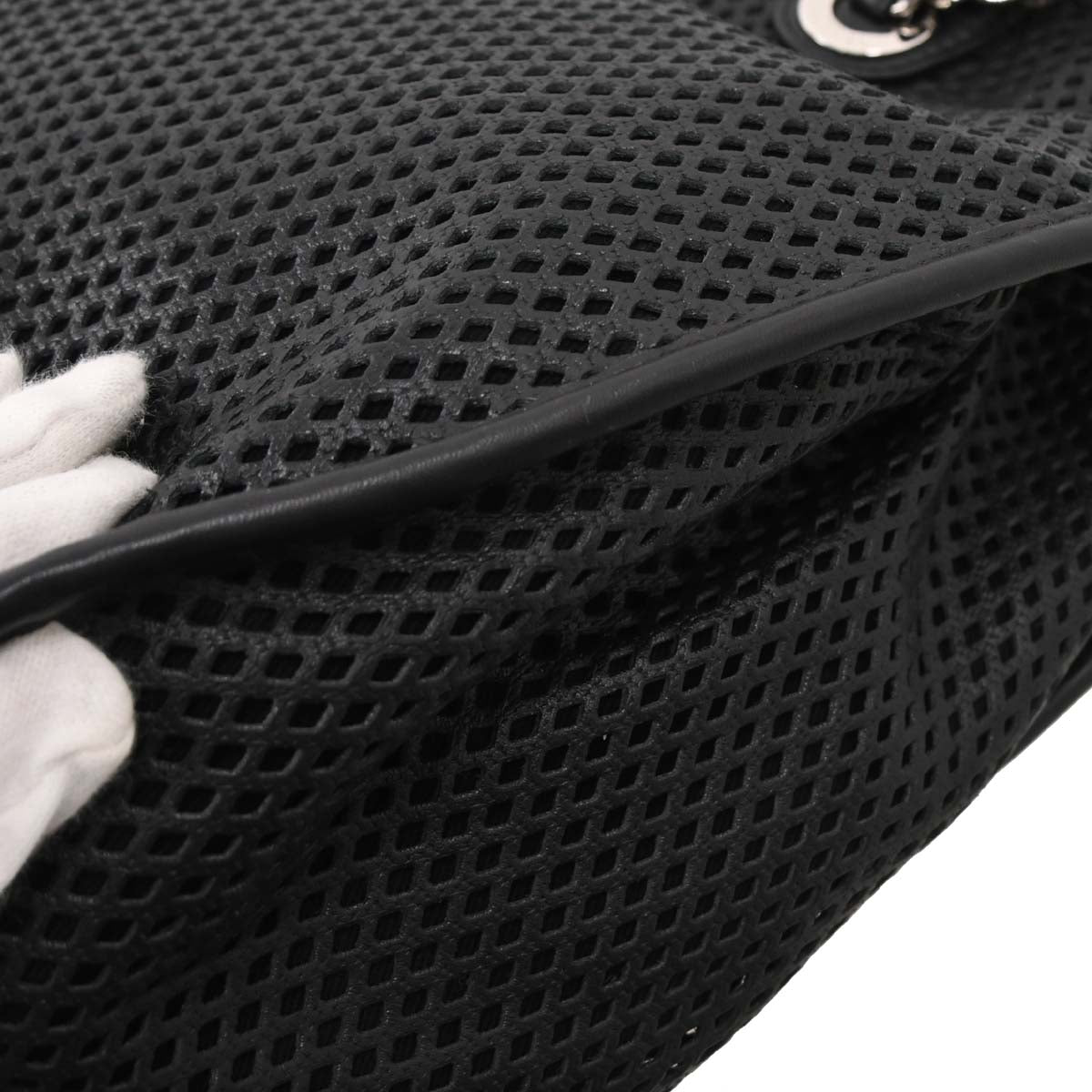 Chanel Black Perforated Calfskin Up In The Air Tote 2way Shoulder Chain Handbag