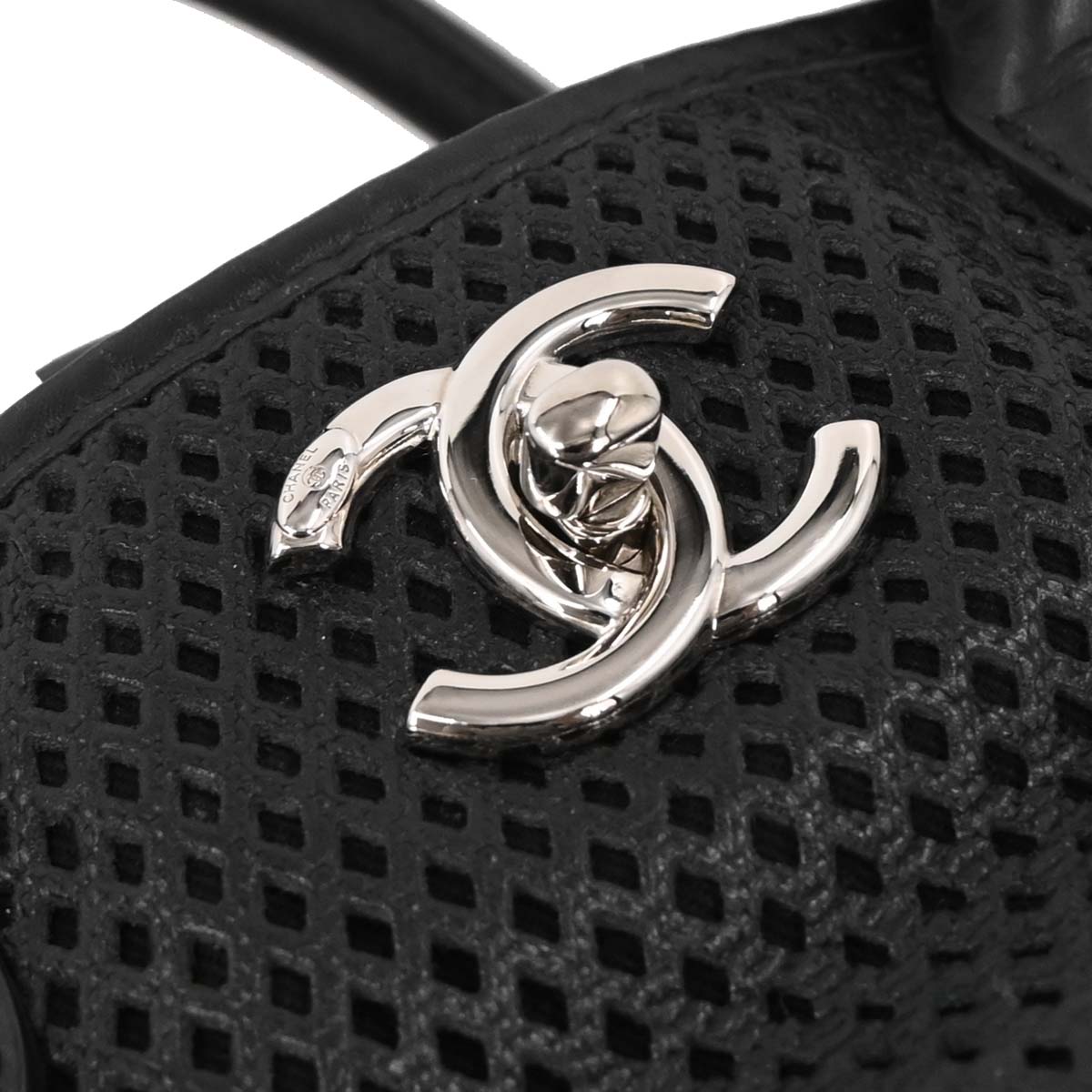 Chanel Black Perforated Calfskin Up In The Air Tote 2way Shoulder Chain Handbag