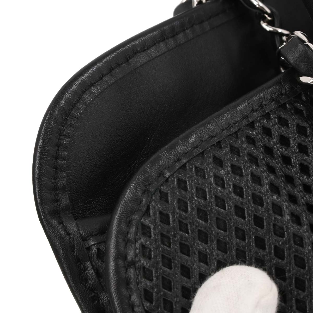 Chanel Black Perforated Calfskin Up In The Air Tote 2way Shoulder Chain Handbag