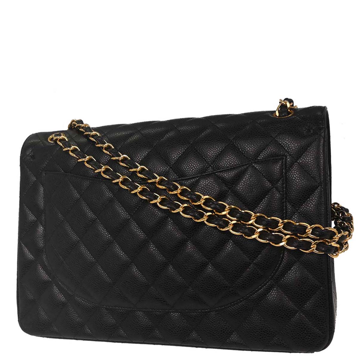 Chanel Black Caviar Skin Maxi Classic Double Flap Shoulder Bag