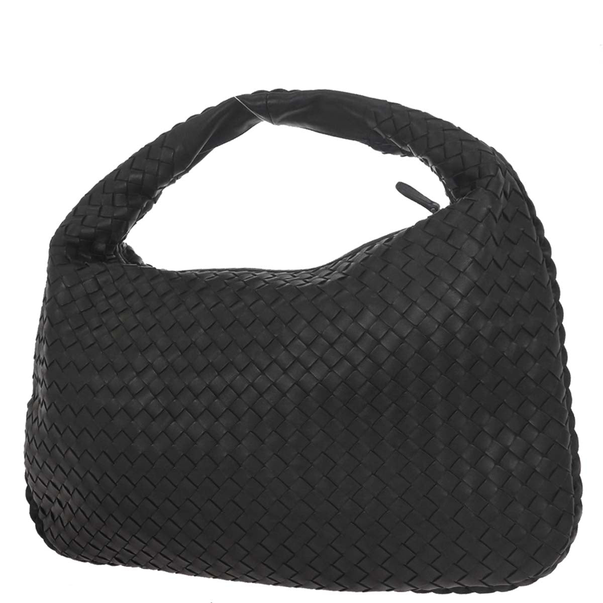 Bottega Veneta Black Lambskin Intrecciato Hobo Handbag