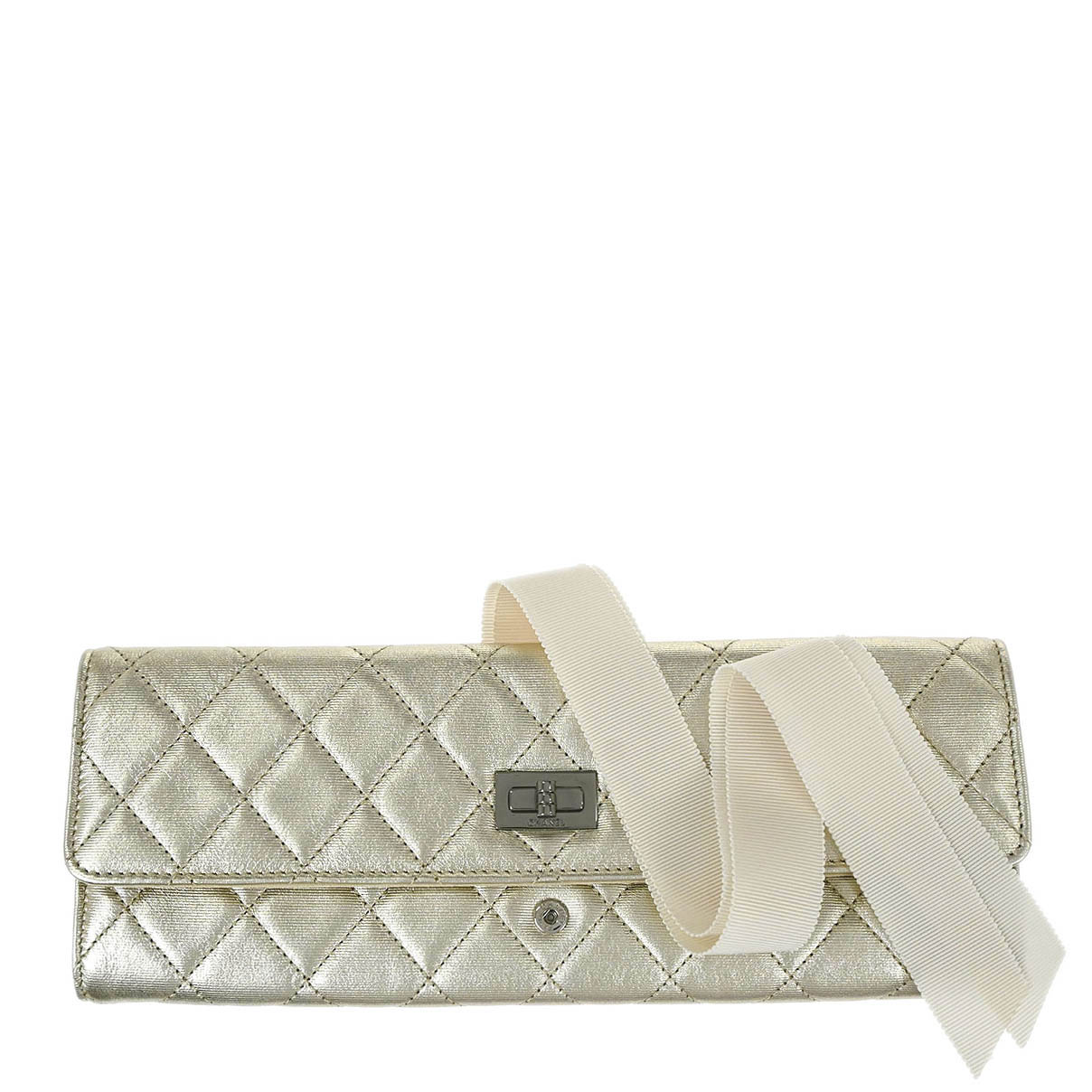 Chanel 2016-2017 Metallic Gold Lambskin Mademoiselle Lock Jewelry Case Clutch Bag