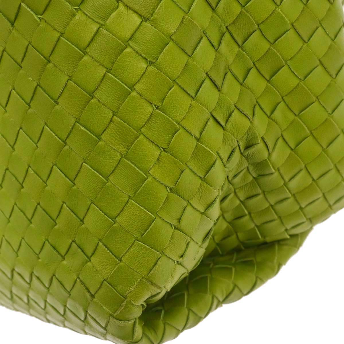 Bottega Veneta Green Lambskin Intrecciato Tote Handbag